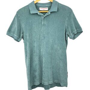 Orlebar Brown Jarrett Terry Polo Shirt Blue Short Sleeve Size Medium M Cotton